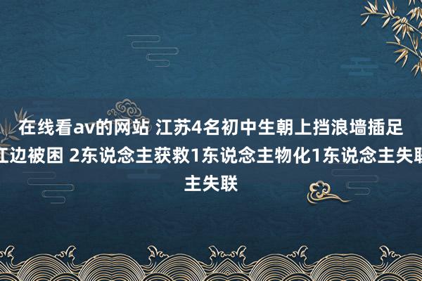 在线看av的网站 江苏4名初中生朝上挡浪墙插足江边被困 2东说念主获救1东说念主物化1东说念主失联