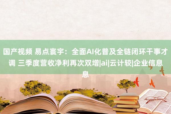 国产视频 易点寰宇：全面AI化普及全链闭环干事才调 三季度营收净利再次双增|ai|云计较|企业信息